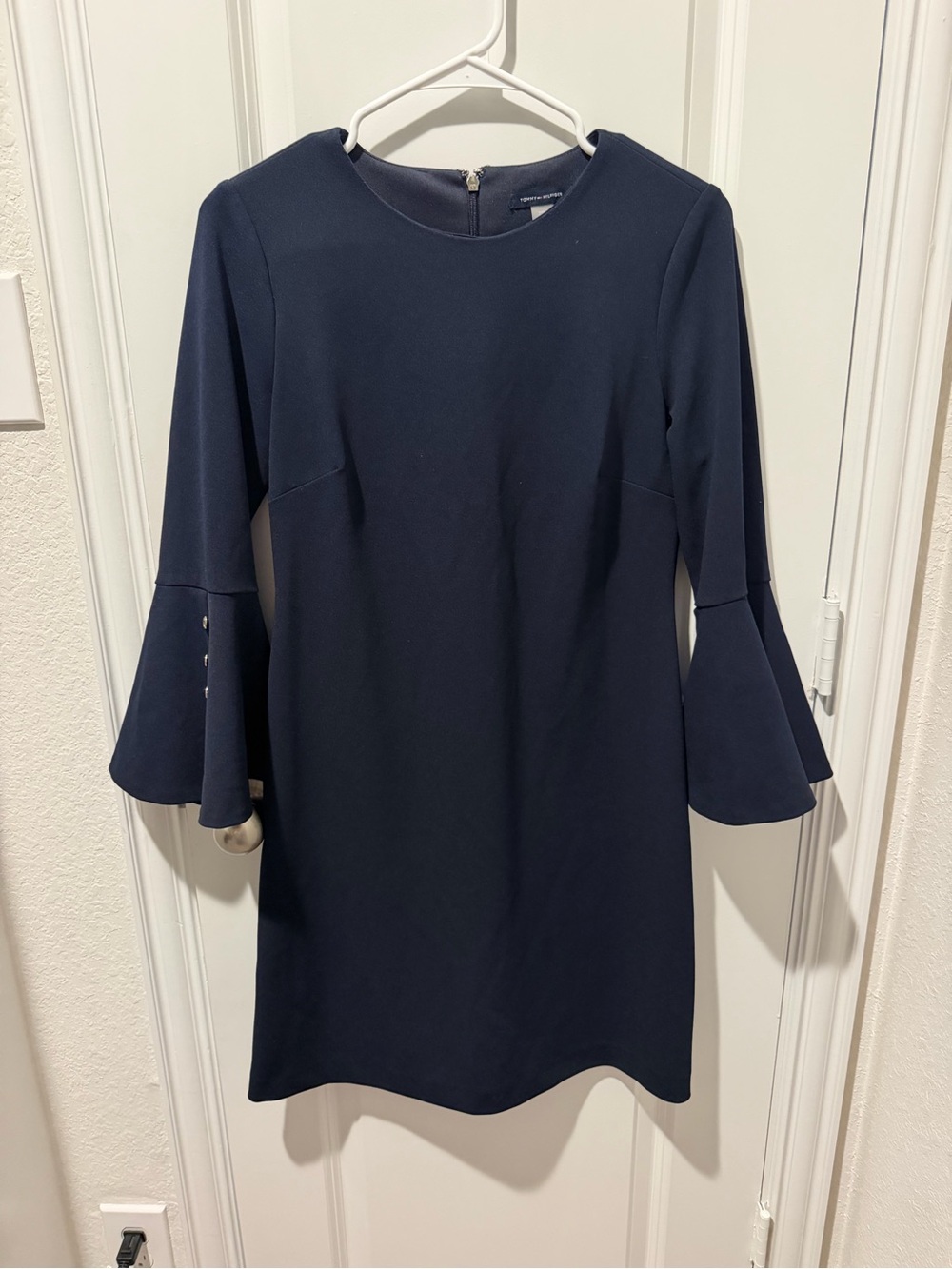Tommy Hilfiger Navy Bell-Sleeve Shift Dress